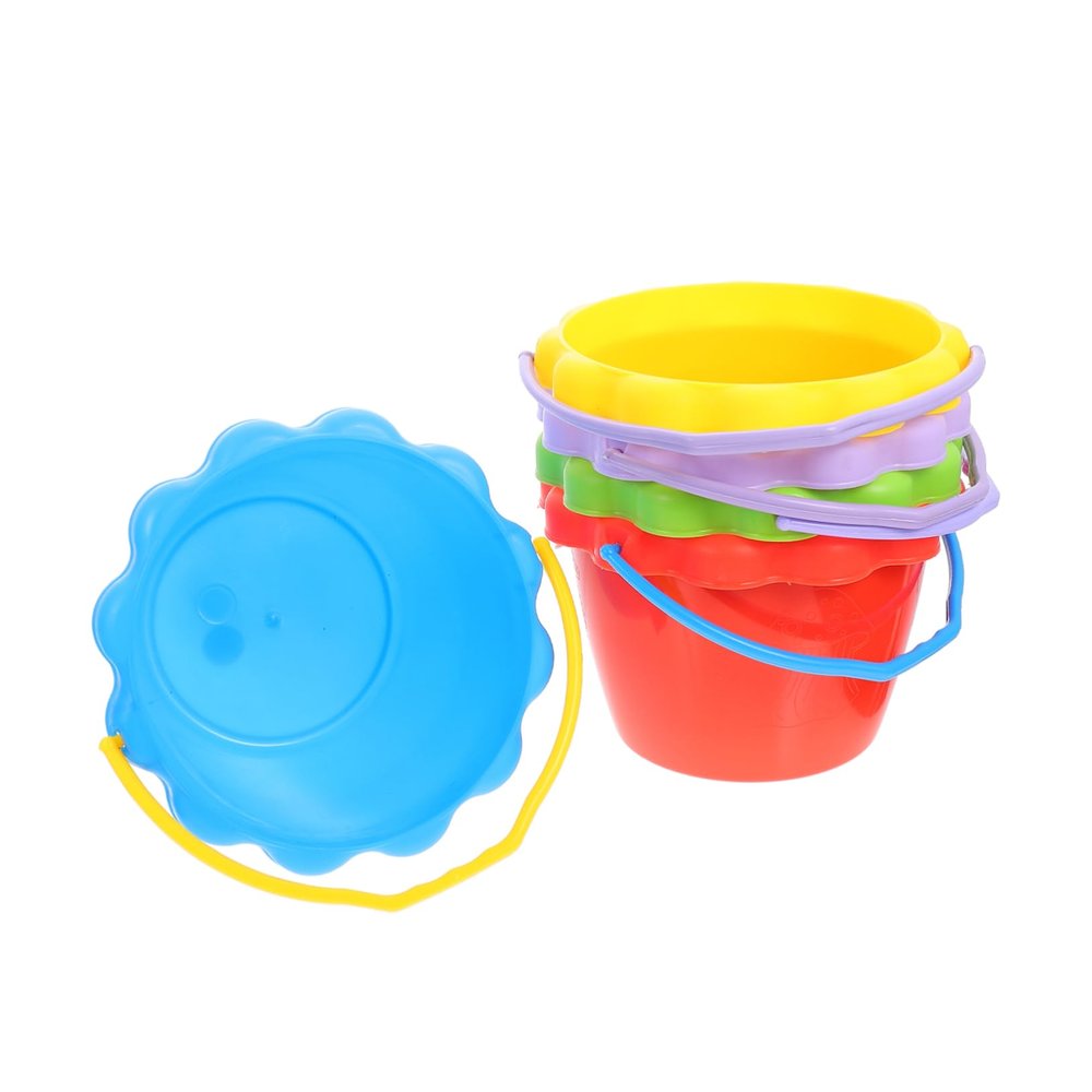 BCOATH 5Pcs Sand Bucket Lightweight Portable Handle Childrens Beach Pail for Creative Seaside Play and Sandbox Fun Random Color