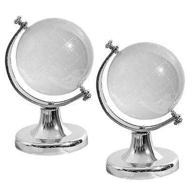 BESPORTBLE 2Pcs Miniature Crystal Globes Transparent Decorative World Map Ornaments with Flat Bottom for Desktop Office Home Study Table Decor Gift