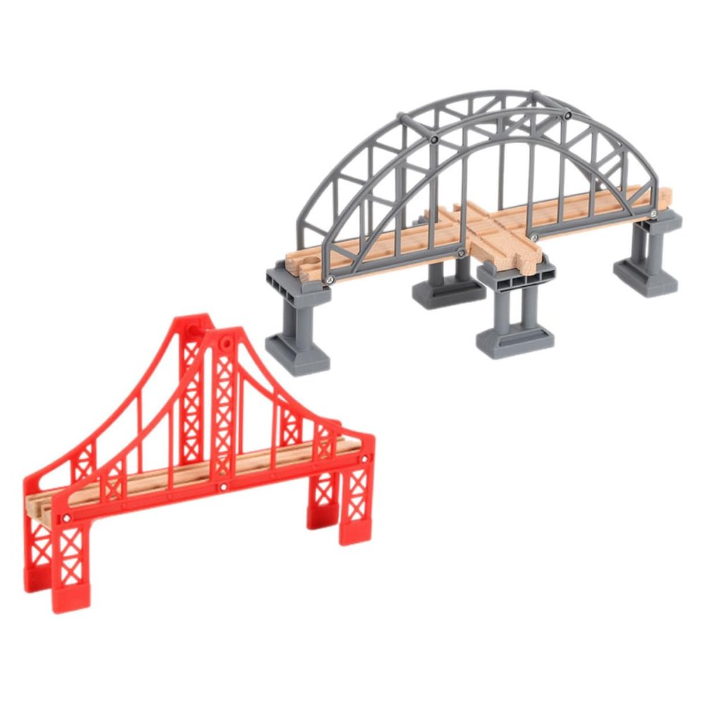 ifundom 2pcs Train Track Bridges with Bridge Support for Model Railroad Layouts Smooth Surface Easy Assembly and Safe Accessory for Boys