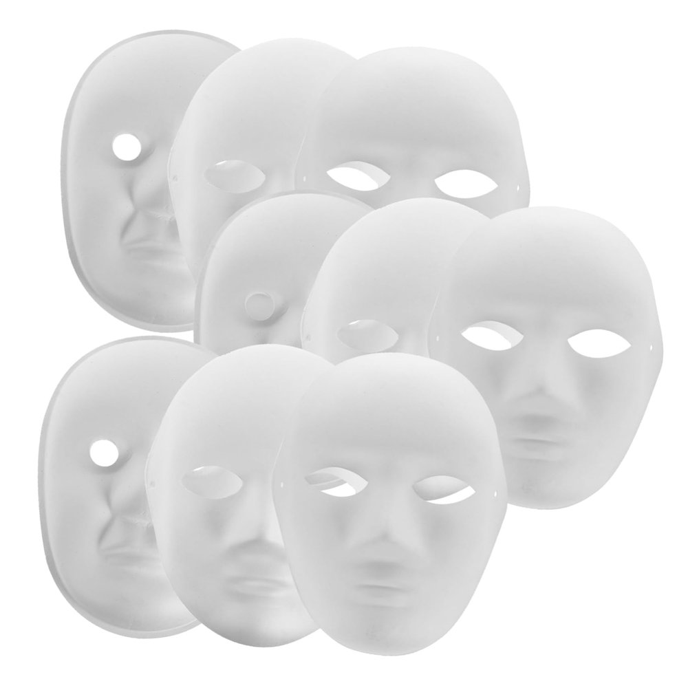 Abaodam 9pcs DIY Paintable White Masks Lightweight Pulp Masquerade Cosplay Props for Men Women Party Decoration Crafts for Halloween Carnival Role Playing