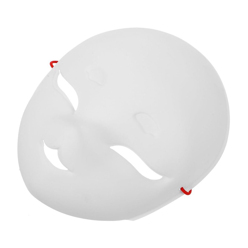 BCOATH DIY Paintable Fox Mask Unpainted PVC Fox Shaped Cosplay Mask for Halloween Masquerade Party Matte White Blank Face with Eye Soft Material Includes Fixed Red