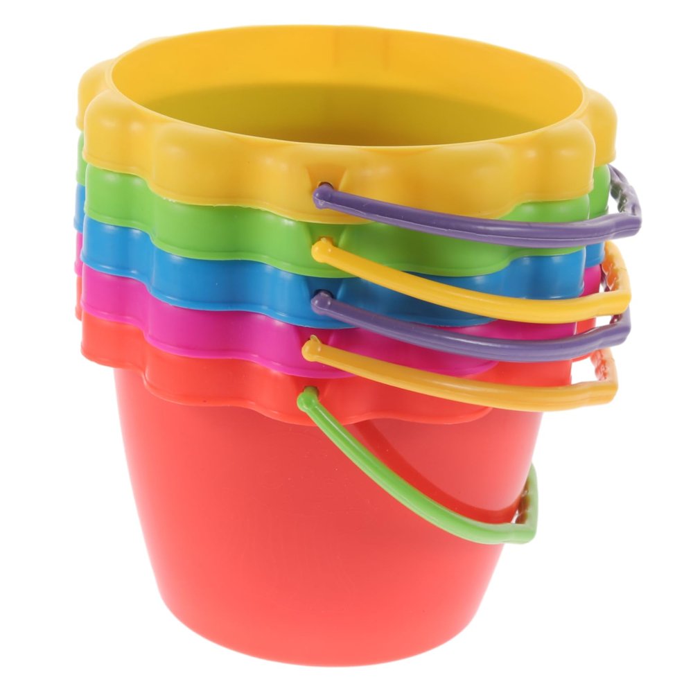 Abaodam 5Pcs Plastic Sand Buckets for Lightweight Portable Sand Holders Playset for Boys Random Color