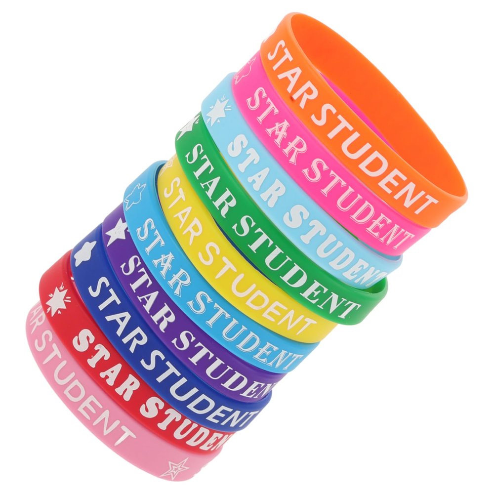 BESPORTBLE 10Pcs Star Student Silicone Wristbands Motivational Classroom Reward Bracelets for Spirit and Academic Excellence