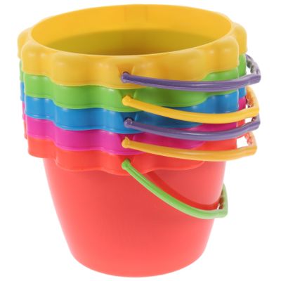 BUTIFULSIC 5Pcs Sand Buckets Beach Lightweight Portable Bucket for Boys and Safe Plastic Sand Playset for Seaside Fun Random Color