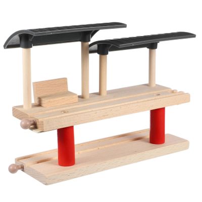 Vaguelly Wooden Railway Station Platform for DIY Train Track Scene Wear Resistant Material Easy to Assemble Portable Space Saving Design Compatible with Train Track Accessories