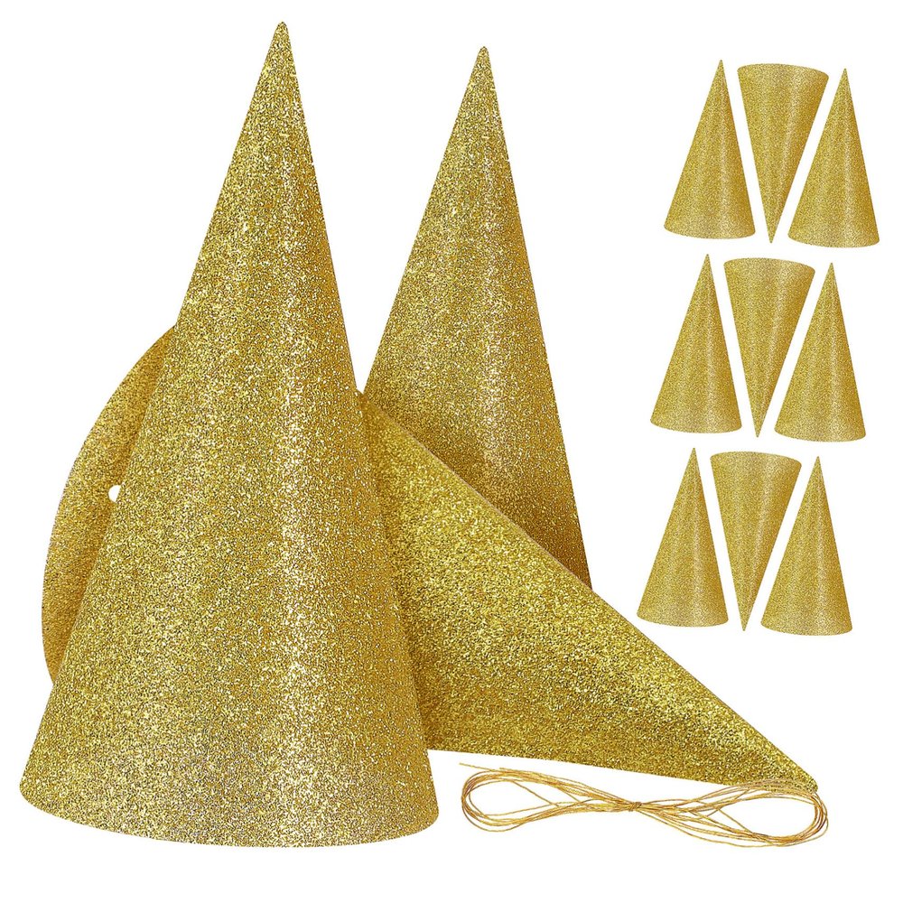 Abaodam 12 Pcs Glitter Birthday Hats for Party Photography Props Eye Catching Celebration Caps for Birthdays and Special Occasions
