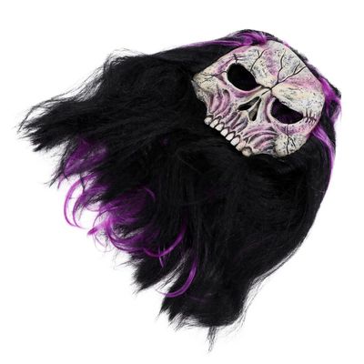 BESPORTBLE Purple Hair Skull Mask Halloween Party Decoration Creepy Skeleton Mask for Costume Carnival and Role Play