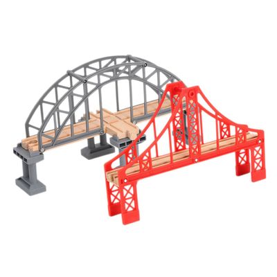 FRCOLOR 2pcs Train Railway Bridge Track Accessories with Bridge Support DIY Model for Educational Playsets Compatible with Multiple Brands