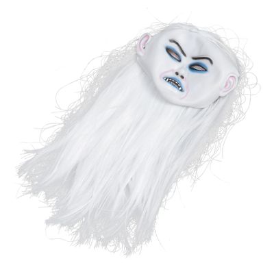 Beaupretty Scary White Hair Witch Mask for Halloween Party Ghost Festival Cosplay Costume Prop for Ladies with Horror Design