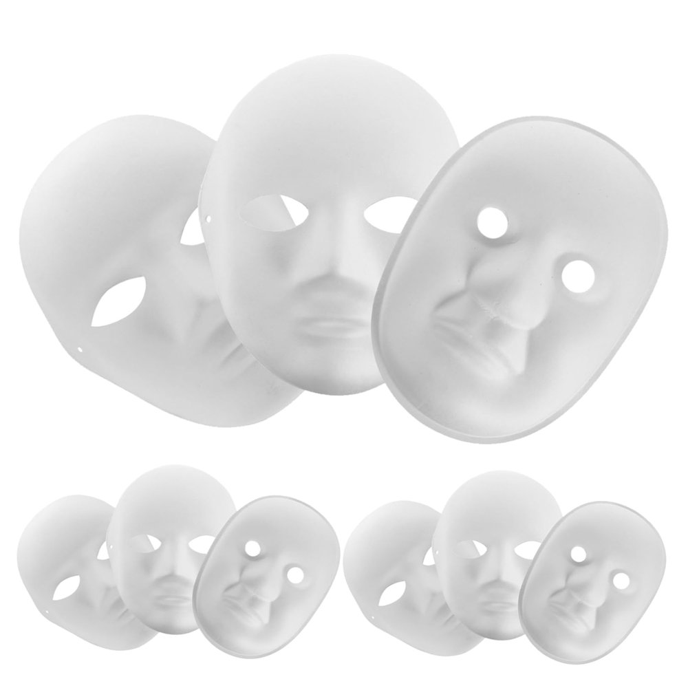 9pcs DIY White Paper Masks Hand Painted Face Masks for Masquerade Party Cosplay Accessories for Halloween Carnival Festival