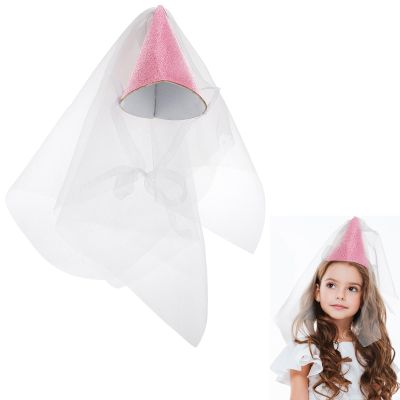 Abaodam Glitter Mesh Birthday Party Hat Pink Birthday Cone Hat for Girls Women, Princess Style Accessory, Delicate Craftsmanship for Adult Celebrations