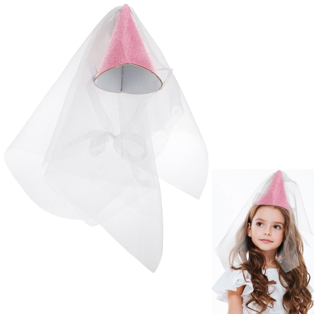 Abaodam Glitter Mesh Birthday Party Hat Pink Birthday Cone Hat for Girls Women, Princess Style Accessory, Delicate Craftsmanship for Adult Celebrations