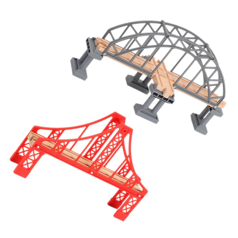 Abaodam 2pcs Little Train Track Bridge with Rounded Smooth Surface for Flexible Railway Scene Assembly Stable and Break Resistant Train Accessories