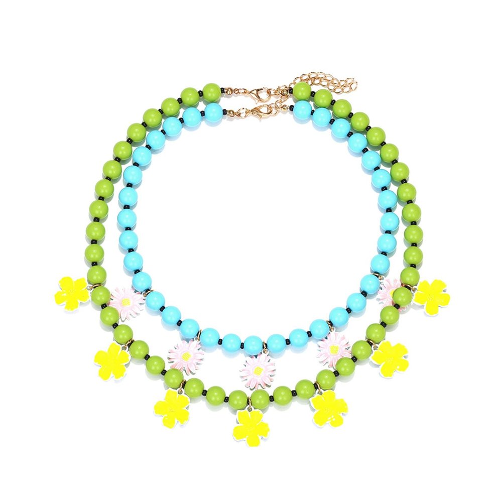 ZYIBPMSJKQCFK Bohemian Multi Layered Bead Flower Pendant Handmade Necklace,multicolour,57.5+7cm