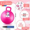 Threan 6 Pcs Hopper Ball for Kids 3-6, 18 Inch Unicorn Bouncy Ball with Handle Unicorn Jumping Inflatable Bouncing Hopper Carnival Outdoor Toys for Girls Boys Toddler Children Gifts view 2