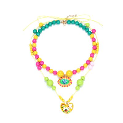 ZYIBPMSJKQCFK Bohemian Handmade Bead Multi Layer Heart Shaped Pendant Necklace,multicolour,104+7cm