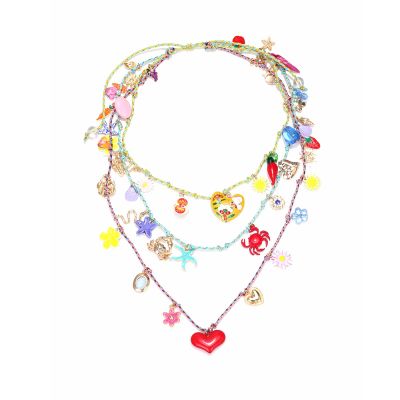 ZYIBPMSJKQCFK Bohemian Multi Layered Heart Shaped Chili Starfish Knotted Necklace,multicolour,78cm
