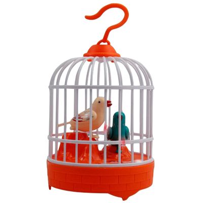 Kisangel Sound Activated Fake Bird Cage for Interactive Hanging Decor with Realistic Movements and Sounds Non Toxic Material Christmas Goodie Bag Filler and Educational Play Random Color