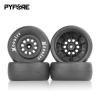 1/10 RC Racing Slick 105x45mm Tires & Wheels Set: Rubber Tires on 12mm Hex Rims for Traxxas Slash, ARRMA Senton, LOSI Short Course Truck - Upgrade (4Pcs) view 3