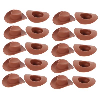 Alipis 20Pcs Miniature Plastic Cowboy Hats Small Brown Doll Hats Crafts Decoration Home Decor Party Props