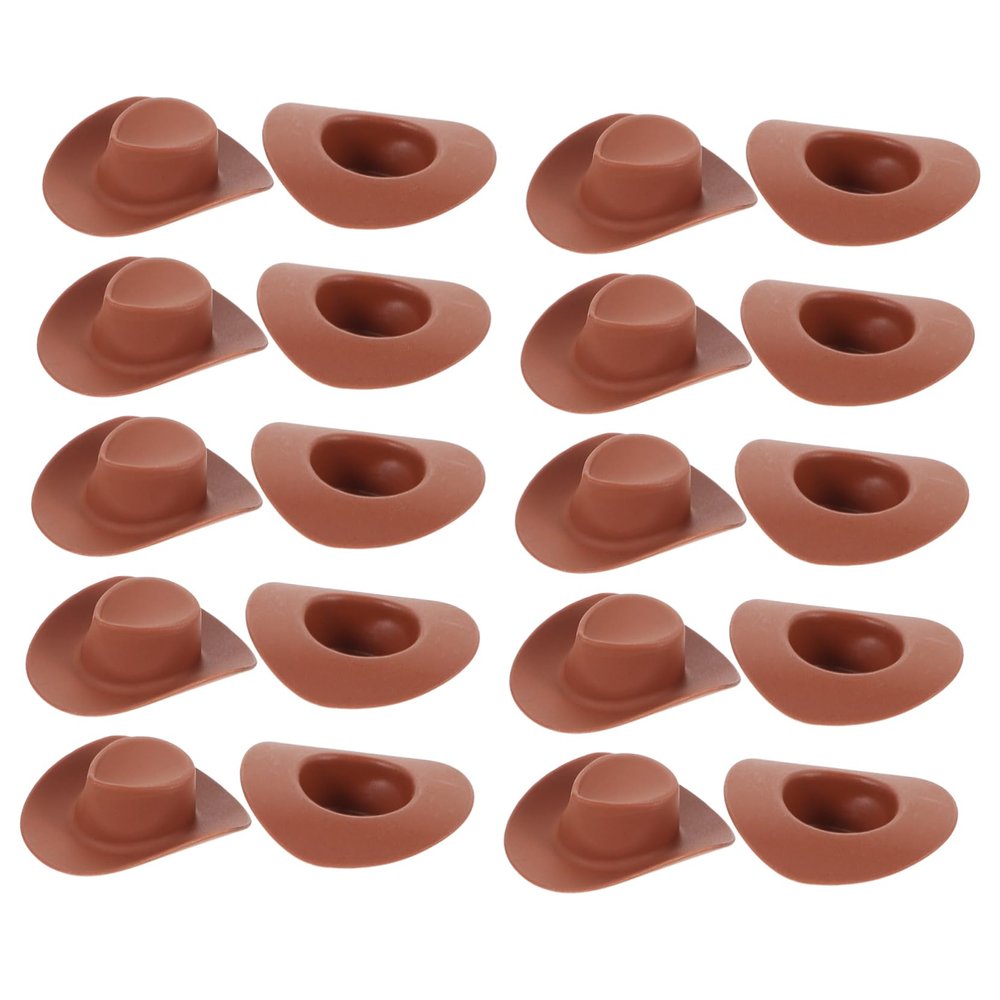 Alipis 20Pcs Miniature Plastic Cowboy Hats Small Brown Doll Hats Crafts Decoration Home Decor Party Props