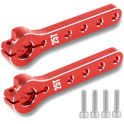 2Pcs 25T Servo Horn 56mm Metal 25 Teeth Extension Arm Compatible with RC Servo Steering Compatible with 100CC Balsa Airplanes Helicopter and Car Models(Red 2pcs)