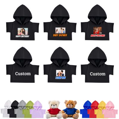 FAHOXUMR 6 Pcs Personalized Teddy Bear Clothes with Name Photo, Custom Stuffed Animal Clothes Fit 8-16inch Stuffed Bear Clothing, Personalized Doll Clothing Make Your Own Plush Doll Shirt