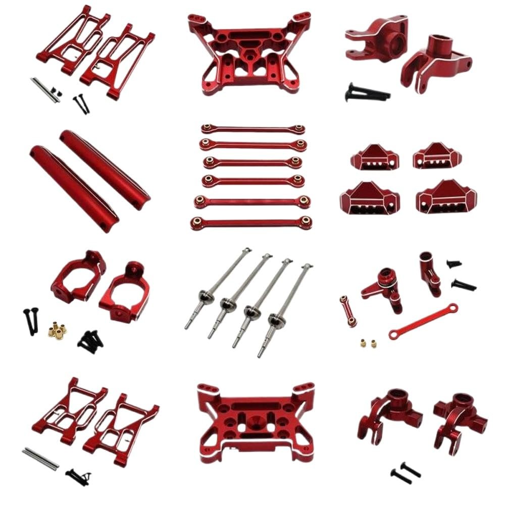 10208 V1 V2 Metal Steering Cup Hub Link Rod Set Compatible with RC Cars Swing Arm Drive Shaft Shock Tower Upgrade Parts(Red)