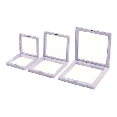30 Pcs Plastic Film Floating Display Cases  Transparent Units for Storing Jewelry, Necklaces & Collectibles(7x7cm)