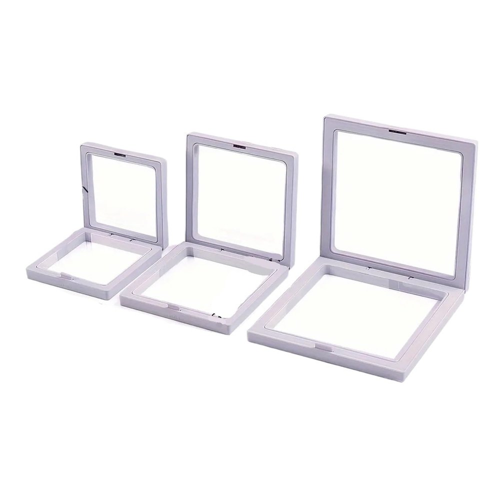 30 Pcs Plastic Film Floating Display Cases  Transparent Units for Storing Jewelry, Necklaces & Collectibles(7x7cm)