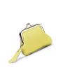 Leather Coin Purse Small Wallets Change with Kiss Money Bag Key for Girls Small Wallets Beautiful Changing Leather Holder, yellow view 1