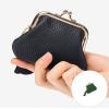 Leather Coin Purse Small Wallets Change with Kiss Money Bag Key for Girls Small Wallets Beautiful Changing Leather Holder, yellow view 2