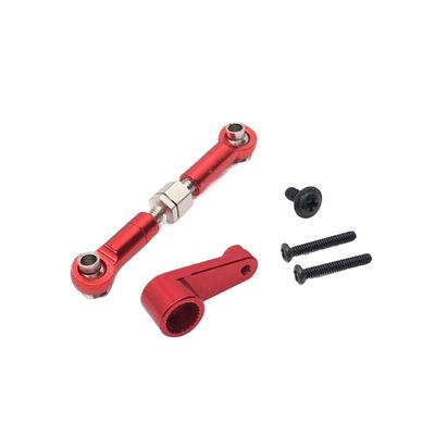 144001 144002 144010 124007 124016 124017 124018 124019 Metal Servo Arm Horn and Link Rod Set Compatible with RC Car Steering Servo Upgrade Parts(Red)