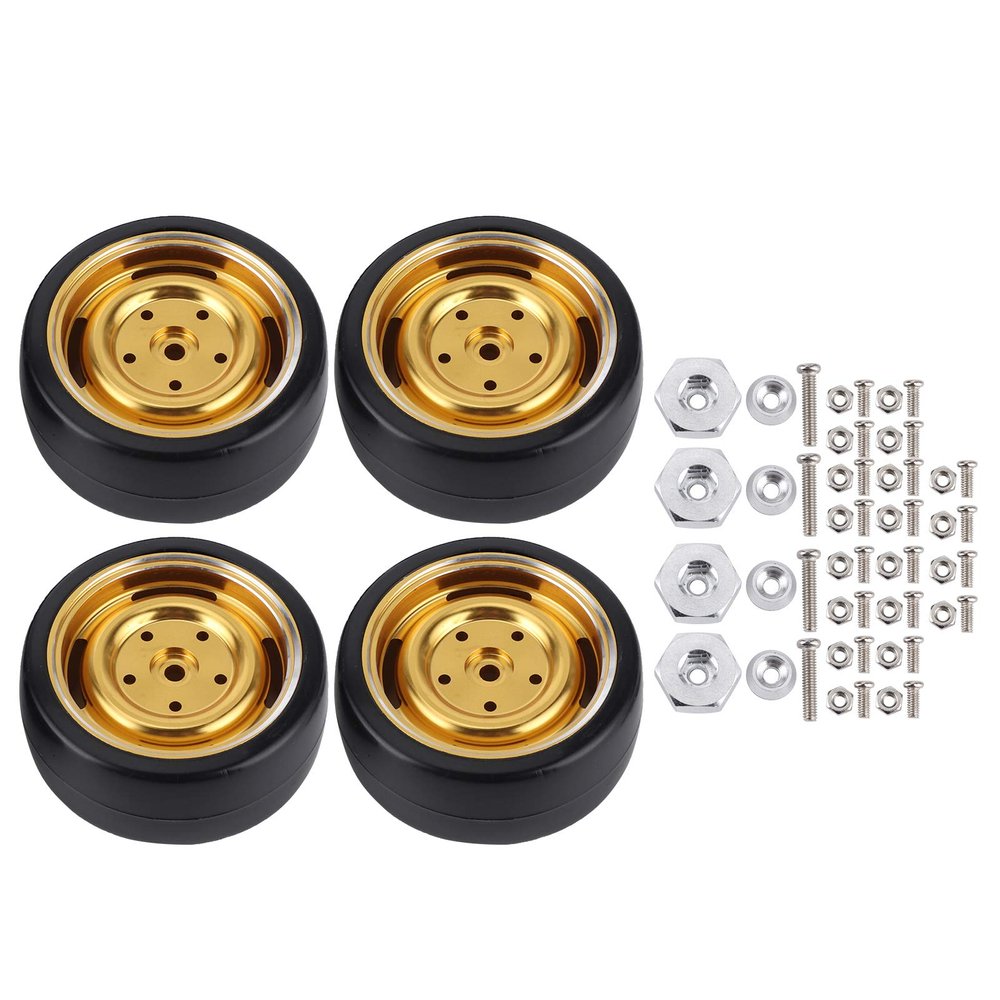 63mm RC Car Metal Hub Drift Tire Alloy Rubber 4Pcs Wheel Accessory Set Fit WPL D12 RC Truck
