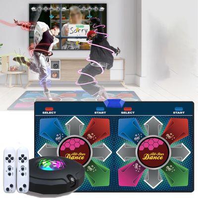 AR Dance Mat, HDMI Interface Dance Mat, Family Sports Somatosensory Game, with Two Wireless Handle Controllers, PU Waterproof Material, Suitable for Children, Adults, and Family Games,A