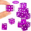 Adecortalk 12 Pcs 19 mm Casino Dice Acrylic Purple Translucent D6 Dice 6 Sided with Square w/Rounded Edge for Casino Craps Table Game Night Board Games Teaching Math Supplies view 2