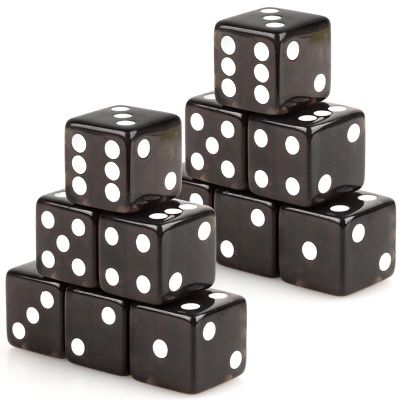 Adecortalk 12 Pcs 19 mm Casino Dice Acrylic Black Translucent D6 Dice 6 Sided with Square w/Rounded Edge for Casino Craps Table Game Night Board Games Teaching Math Supplies