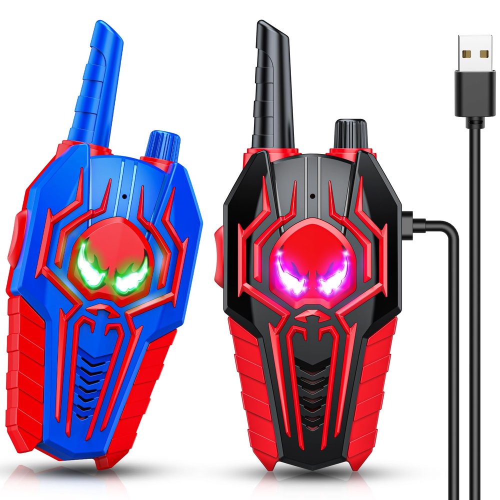 Rechargeable Walkie Talkies for Kids: Christmas Toys Gifts for Boys Ages 3 4 5 6 7 8 9 Kids Walkie Talkies 2 Pack Outdoor 2 Way Radio Hiking Toy for 3-6 Year Old Boy Birthday Gift Stocking fillers