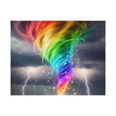 Vividly Colored Rainbow Tornado Jigsaw Puzzle, Made in USA, 252/520 Pieces, Premium Puzzle