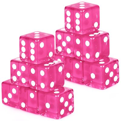 Adecortalk 12 Pcs 19 mm Casino Dice Acrylic Rose Red Translucent D6 Dice 6 Sided with Square w/Rounded Edge for Casino Craps Table Game Night Board Games Teaching Math Supplies