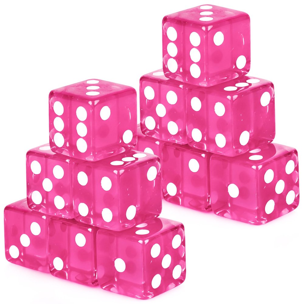 Adecortalk 12 Pcs 19 mm Casino Dice Acrylic Rose Red Translucent D6 Dice 6 Sided with Square w/Rounded Edge for Casino Craps Table Game Night Board Games Teaching Math Supplies