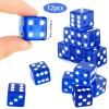 Adecortalk 12 Pcs 19 mm Casino Dice Acrylic Blue Translucent D6 Dice 6 Sided with Square w/Rounded Edge for Casino Craps Table Game Night Board Games Teaching Math Supplies view 2