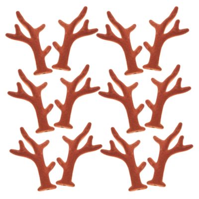 CATIEBYE 100pcs Flocking Deer Antlers Hair Clips DIY Accessories for Costume Party Festival Carnival Brown Antlers Headband Craft Decorations and Lightweight