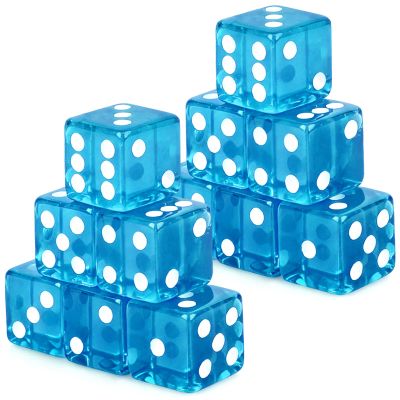 Adecortalk 12 Pcs 19 mm Casino Dice Acrylic Light Blue Translucent D6 Dice 6 Sided with Square w/Rounded Edge for Casino Craps Table Game Night Board Games Teaching Math Supplies