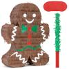 Birchio Christmas Gingerbread Man Pinatas Bundle with a Blindfold and Bat (Small Size 16.5x12.5x4 Inches), Holiday Theme Piata, Christmas Party Supplies, Xmas Piata, Party Decoration Games view 1