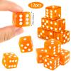Adecortalk 12 Pcs 19 mm Casino Dice Acrylic Orange Translucent D6 Dice 6 Sided with Square w/Rounded Edge for Casino Craps Table Game Night Board Games Teaching Math Supplies view 2