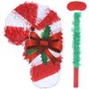 Birchio Christmas Candy Cane Pinatas Bundle with a Blindfold and Bat (Small Size 17x11x4 Inches), Holiday Theme Piata, Christmas Party Supplies, Xmas Piata, Party Decoration Games view 1