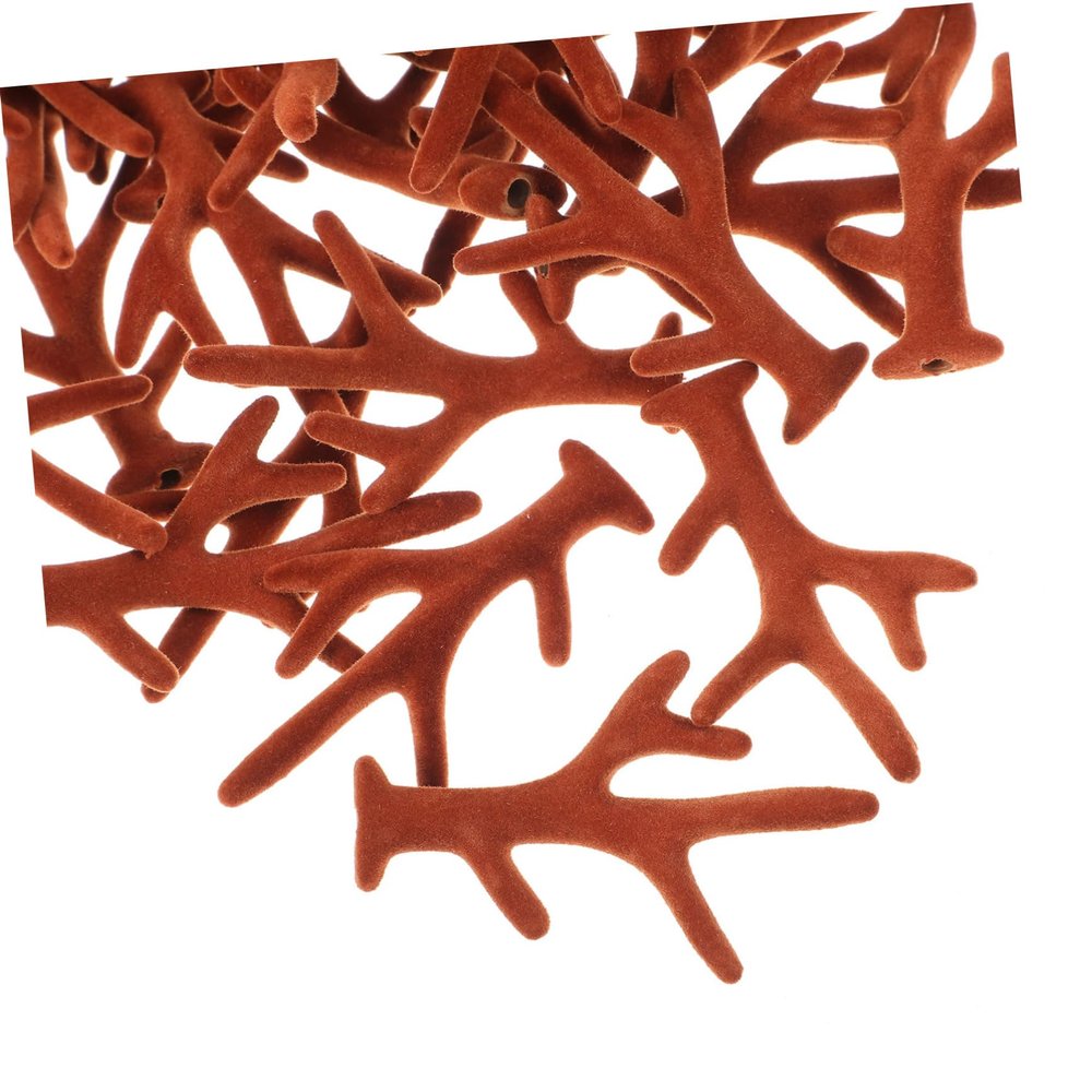 Beavorty 100pcs Flocking Artificial Deer Antlers DIY Craft Accessories Brown Hairpins for Christmas Headdress Party Decoration Headband Embellishments