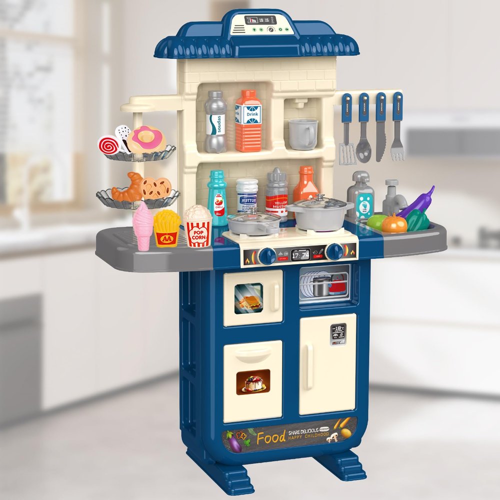 Doloowee Kids Kitchen Playset - Kitchen Toy for Toddlers 3-5 with 40+ Accessories, Toy Kitchen Set for Kids Ages 4-8, Pretend Toy for Kids Girls Boys
