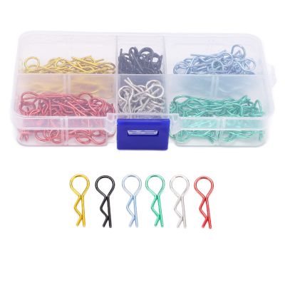 Colorful Curved R Shape Pins, Metal Car Shell Buckle for 1:10 1:12 RC Model Car, Compatible with TRAXXAS, HPI, Associated, Durable Iron Material, Easy to Install